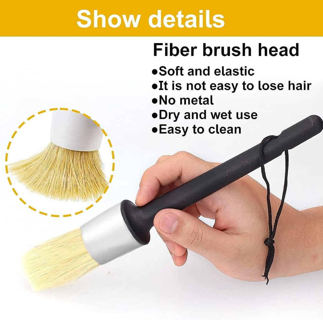 Car Detailing Brush, 5 Pcs Boar Hair Detail Brush