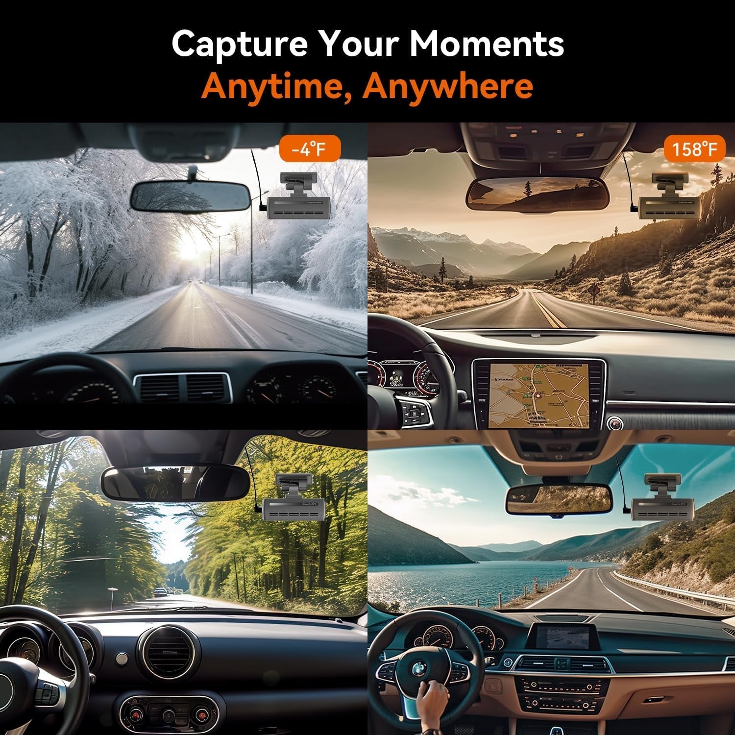 Car Dash Cam 1296P+1080P Front and Rear Built-In Wifi