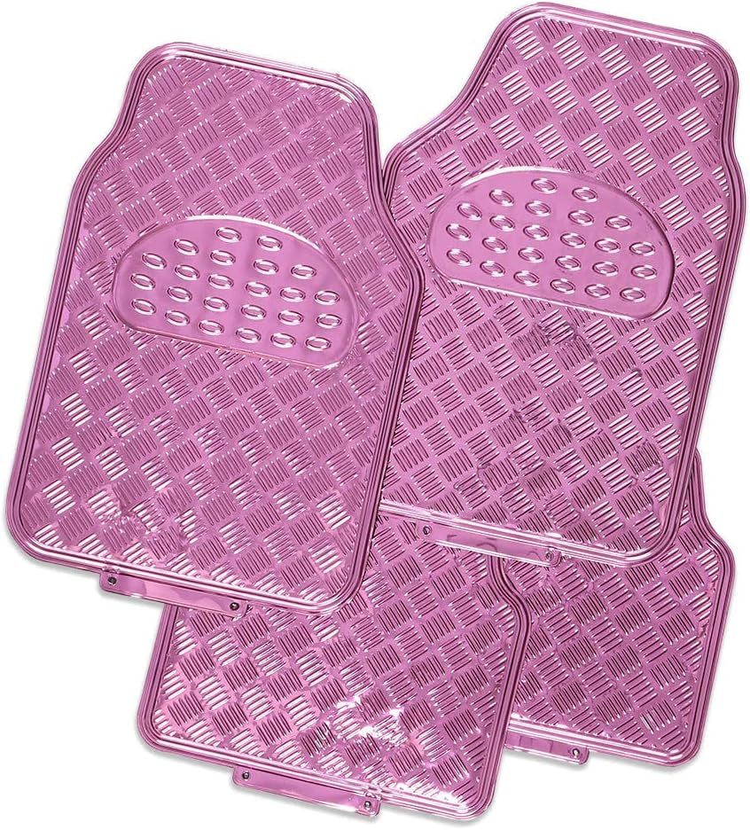 Venom 4-Piece Car Mat - Pink [Rubber/Aluminium Look]