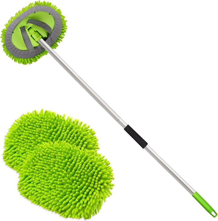 62" Microfiber Car Wash Brush Mop Kit Mitt Sponge with Long Handle Car Cleaning Supplies