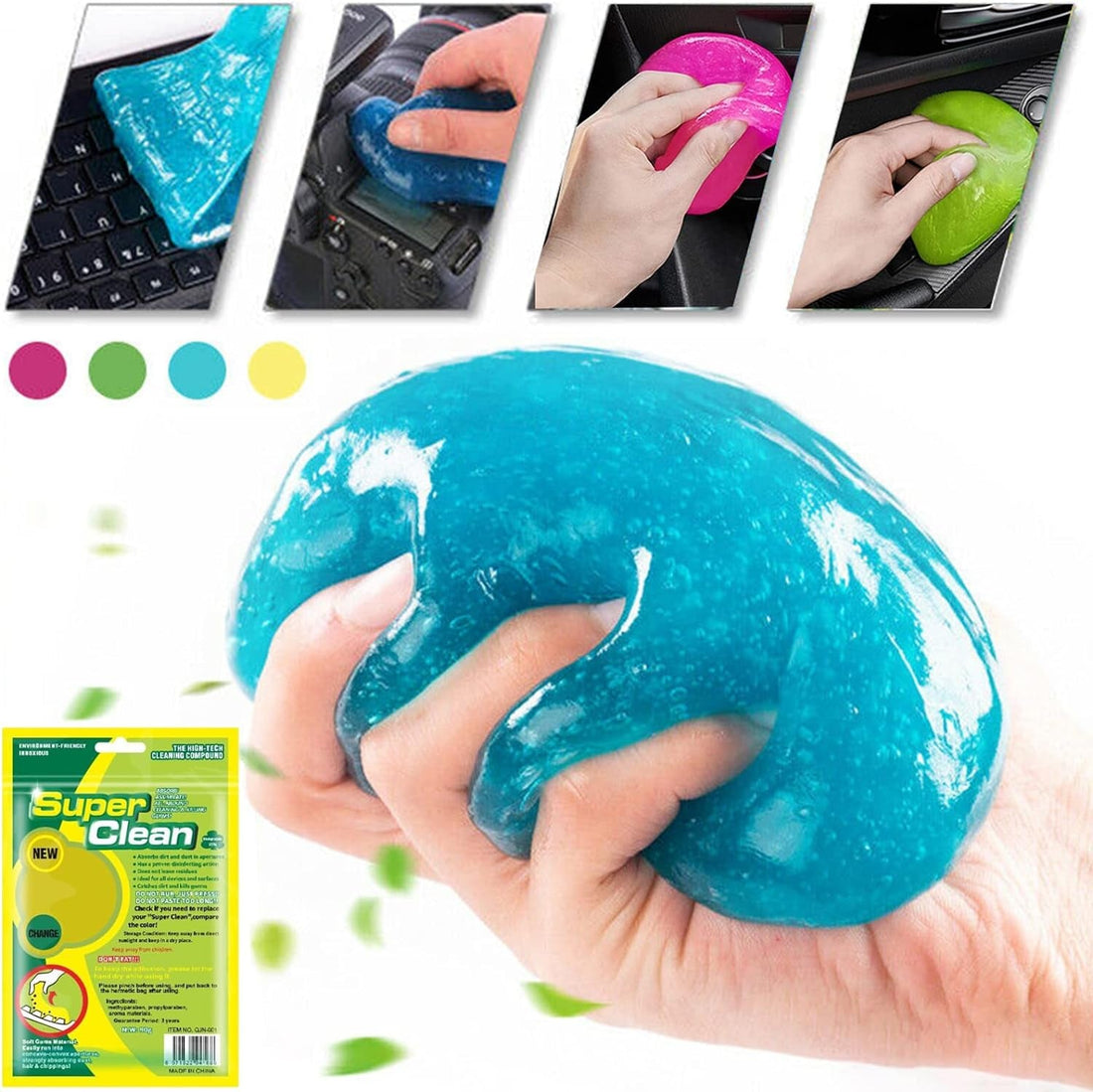 4 Pack Cleaning Gels, Super Clean Slime Universal Auto Detailing Tools Car Interior Cleaner