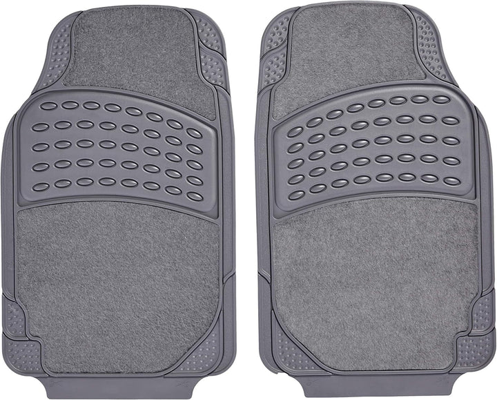 Majestic Front Carpet & Rubber Car Floor Mat 2 Piece Set - Grey