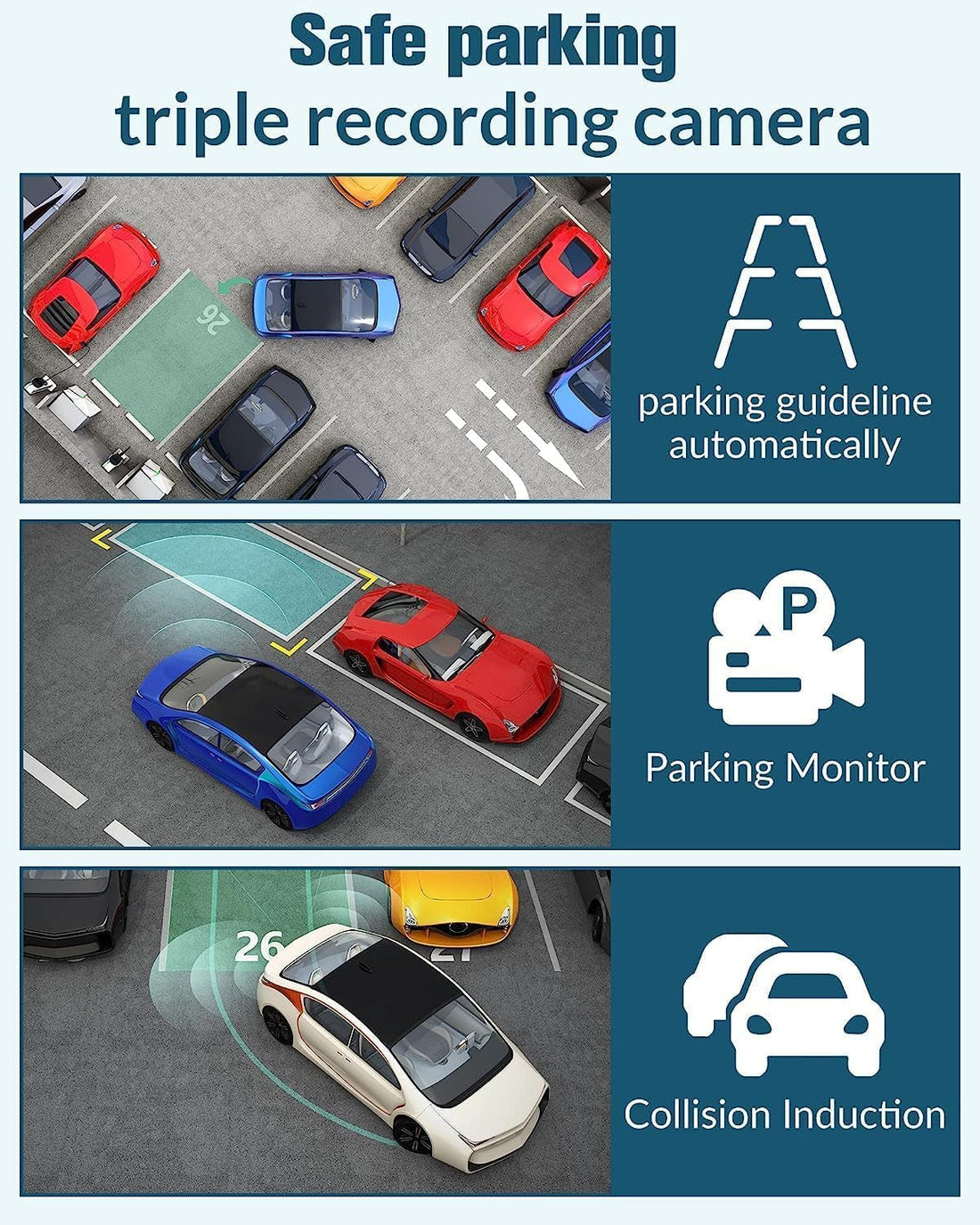 3 Channel Dash Cam Front and Rear Inside,nitor