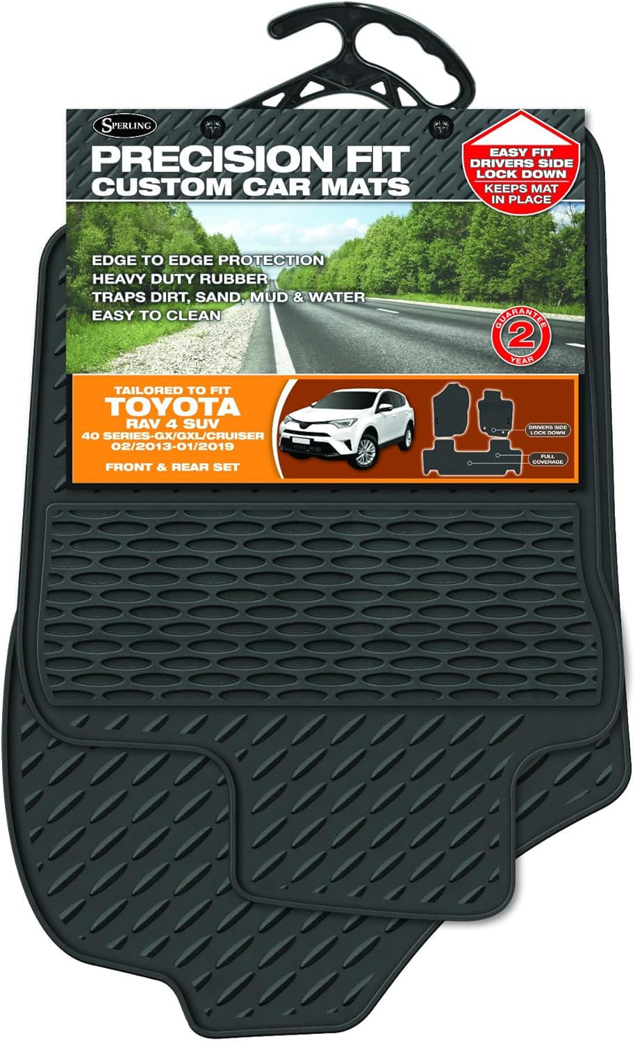 Custom Moulded Front & Rear Rubber Car Floor Mats Compatible with Toyota RAV4 SUV 2013-2019