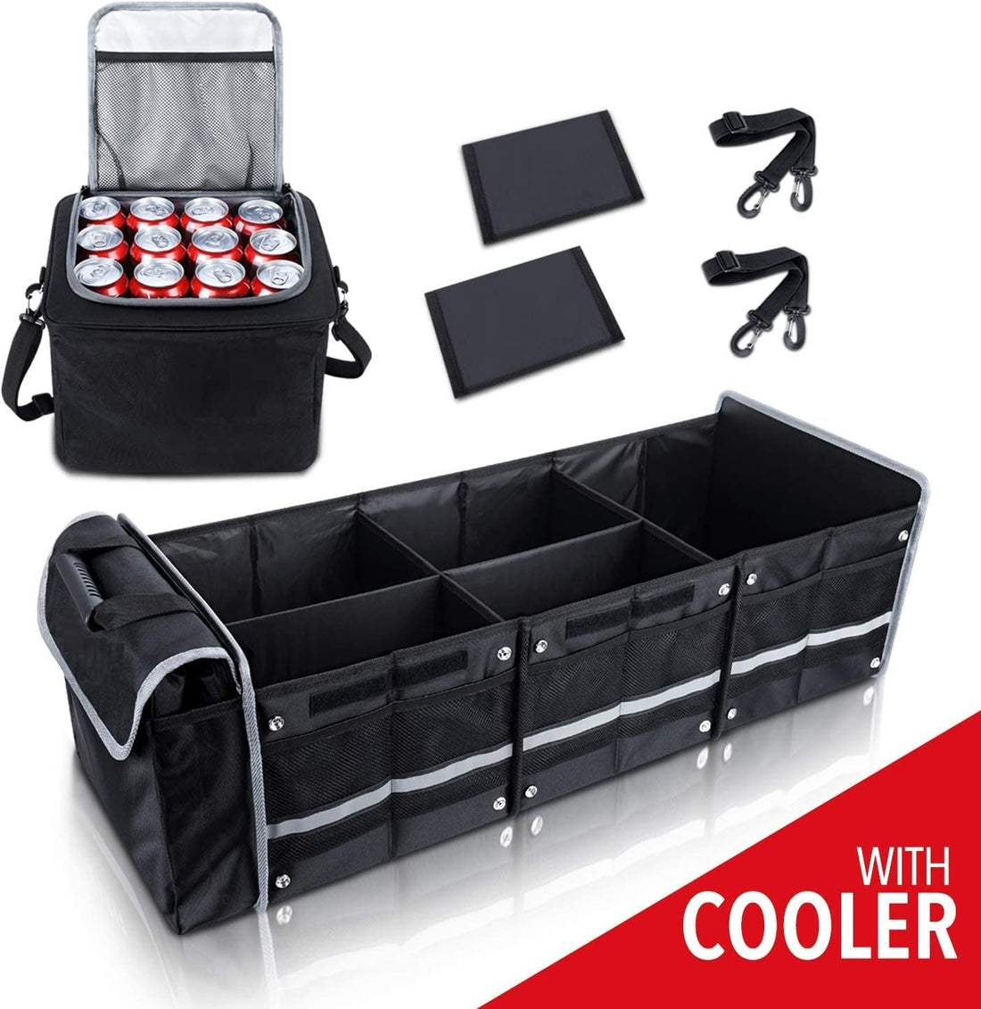 Versatile Car Trunk Organiser with Insulated Cooler Bag