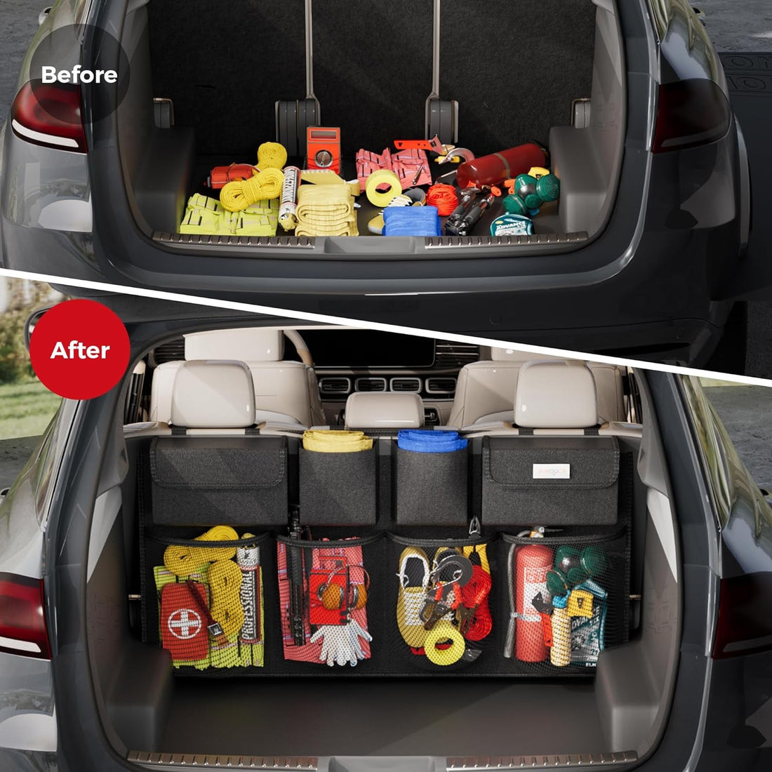 Trunk Organizer Suitable for Car, Super Capacity Hanging Organizer, Trunk Tidy Storage Bag with Lids