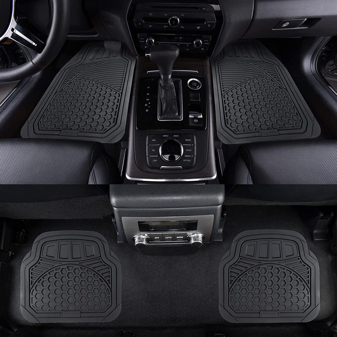 4 Piece Heavy Duty Floor Mat, Black