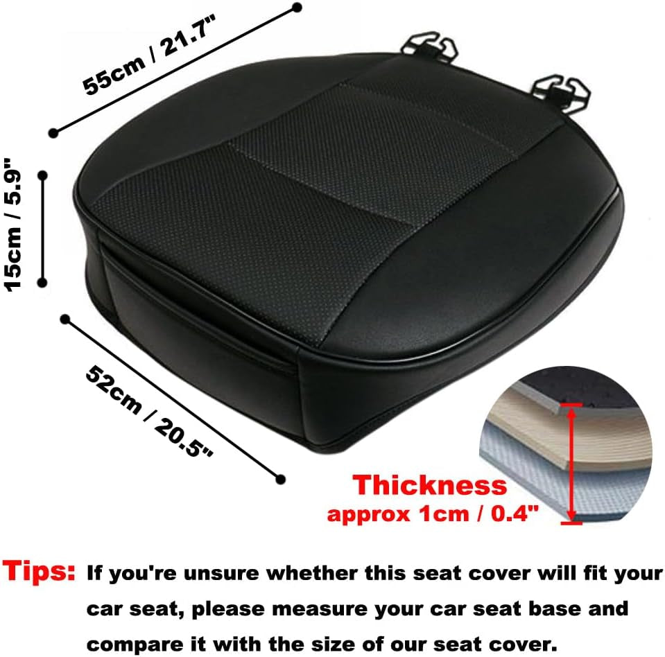 Universal Black Luxury PU Leather Car Seat Bottom Cover Full Wrap