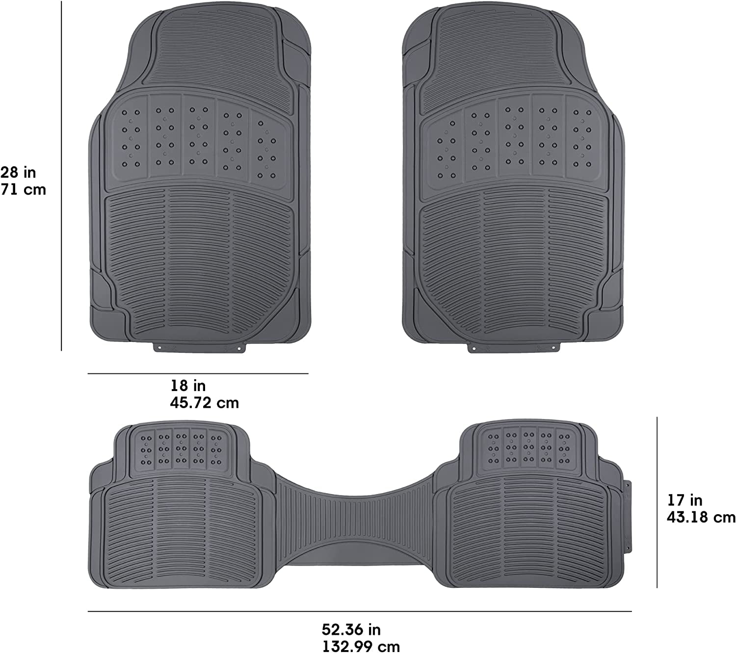 Amazonbasics 3-Piece Flexible Car Floor Mat, Gray