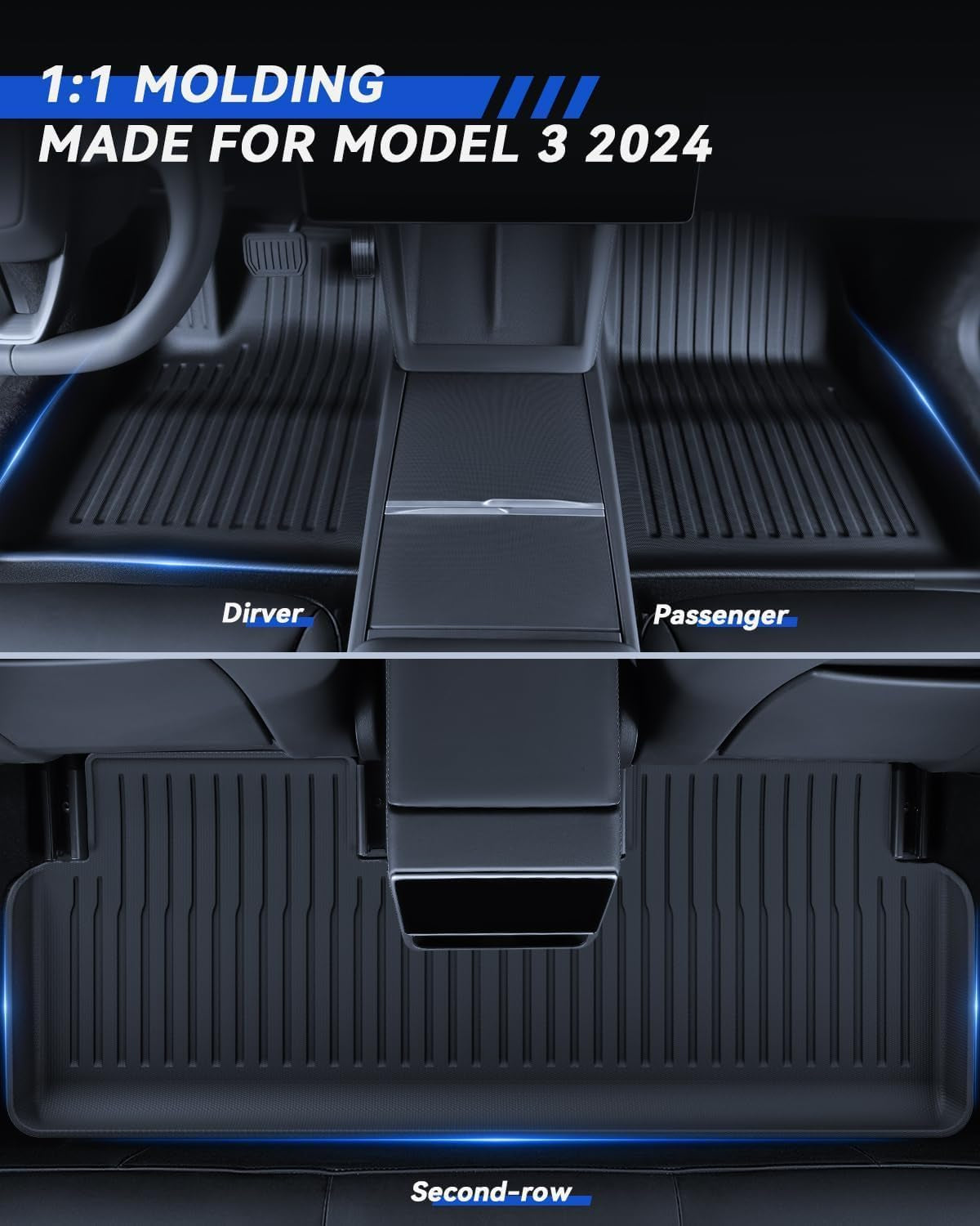 VINBY Floor Mats Made for Tesla Model 3 2024