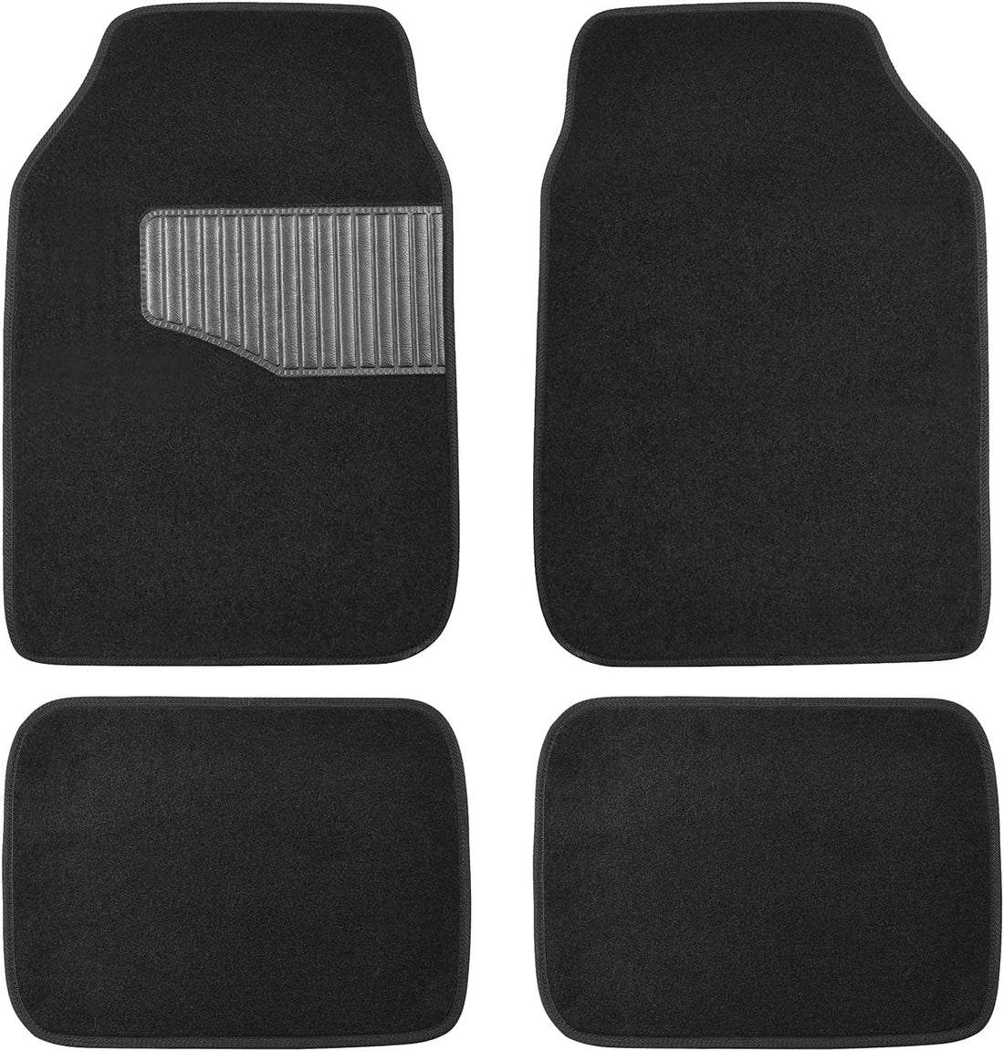 Universal Fit All-Weather Heavy-Duty Carpet Floor Mats Cars - 4-Piece, Black