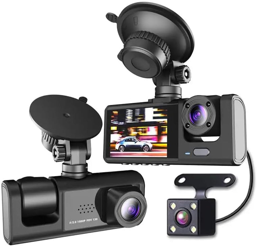 Dash Cam, Front and Rear Triple Lens Dash Cam 1080P Full HD Car Dash Cam with Iris G Sensor