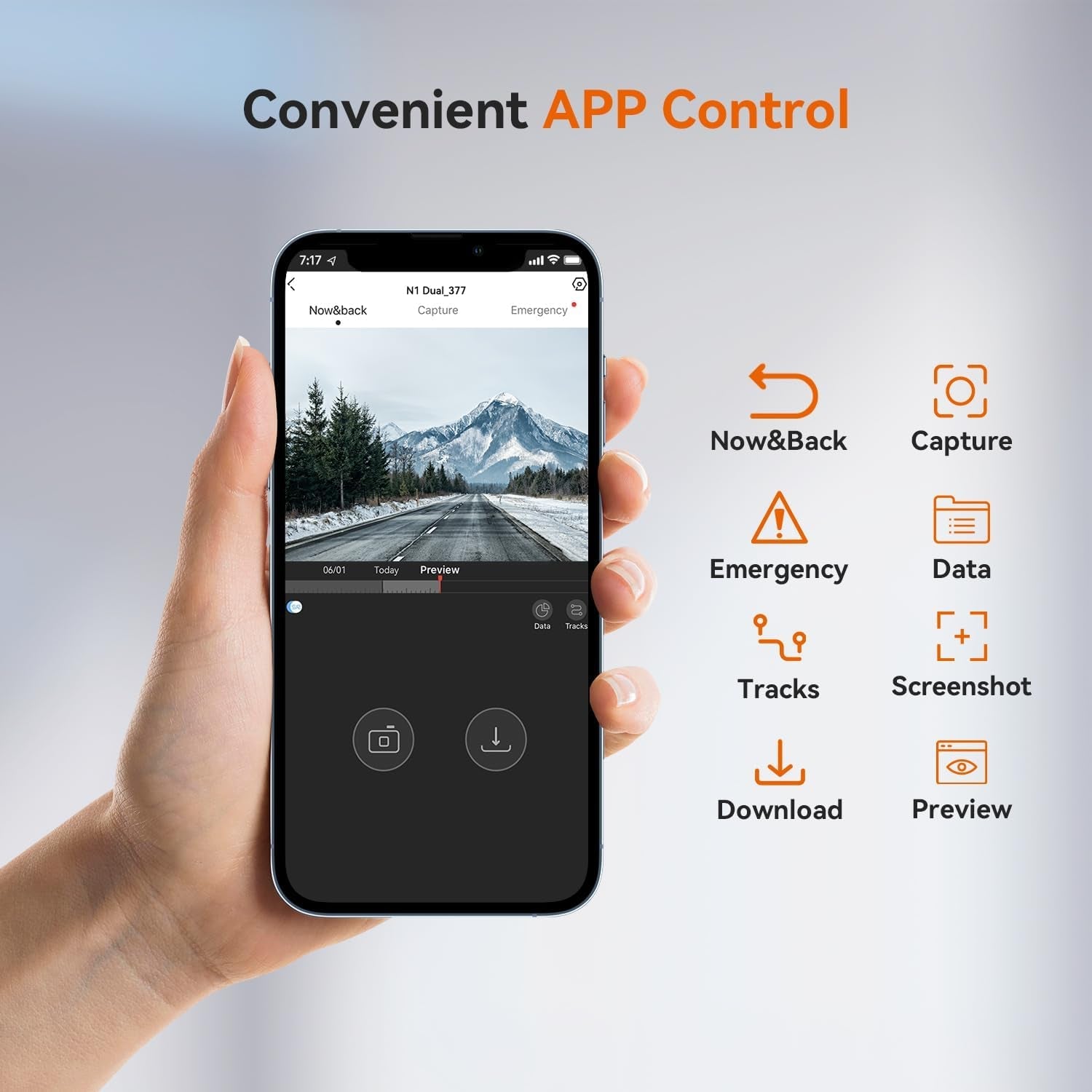 Car Dash Cam 1296P+1080P Front and Rear Built-In Wifi