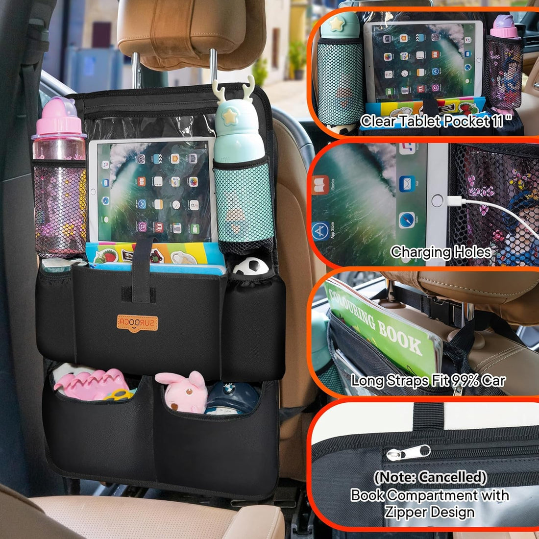 Car Organizer, 4Th Generation Enhanced Car Seat Organizer with 11'' Pvc-Free Tablet Holder