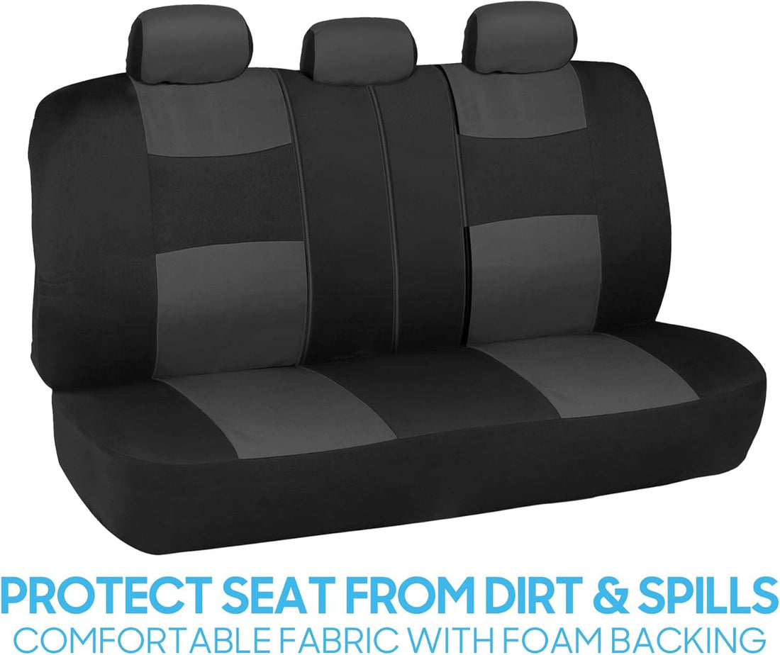 Polypro Car Seat Covers Full Set in Charcoal on Black – Front and Rear Split Bench for Cars