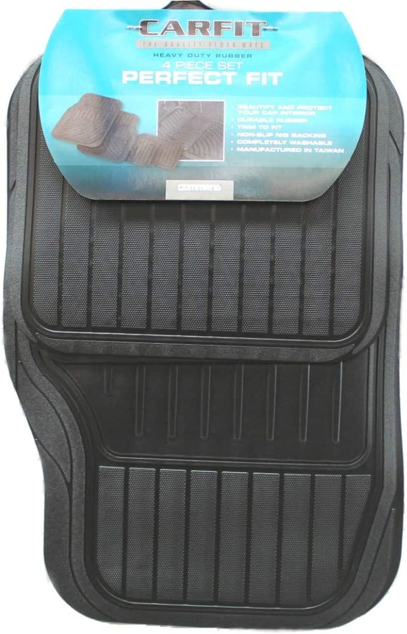 Perfect Fit Rubber Car Floor Mat 4 Piece Set - Black