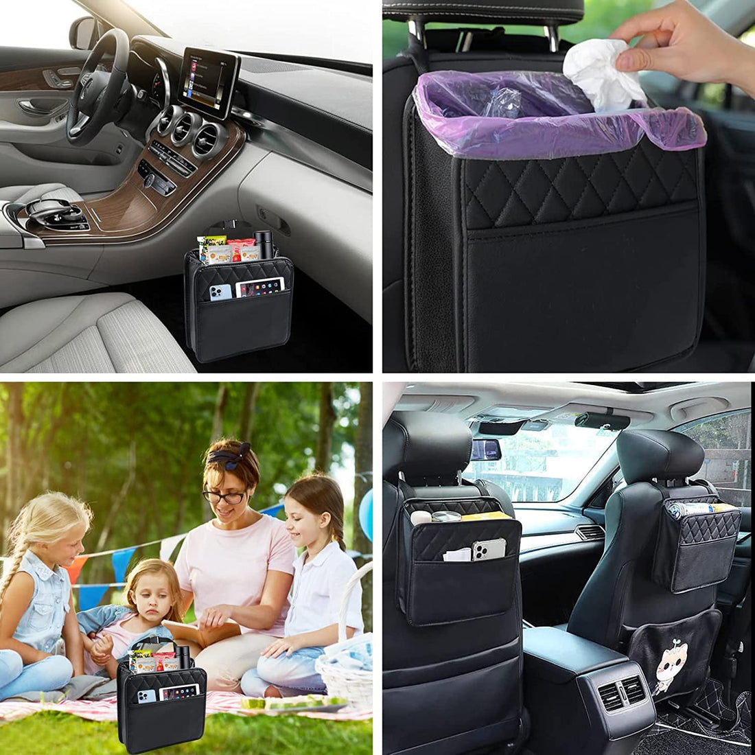 Backseat Car Organiser, Car Net Pocket Handbag Holder Bag,