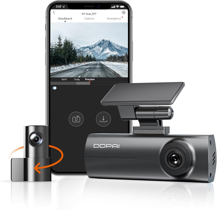 Car Dash Cam 1296P+1080P Front and Rear Built-In Wifi