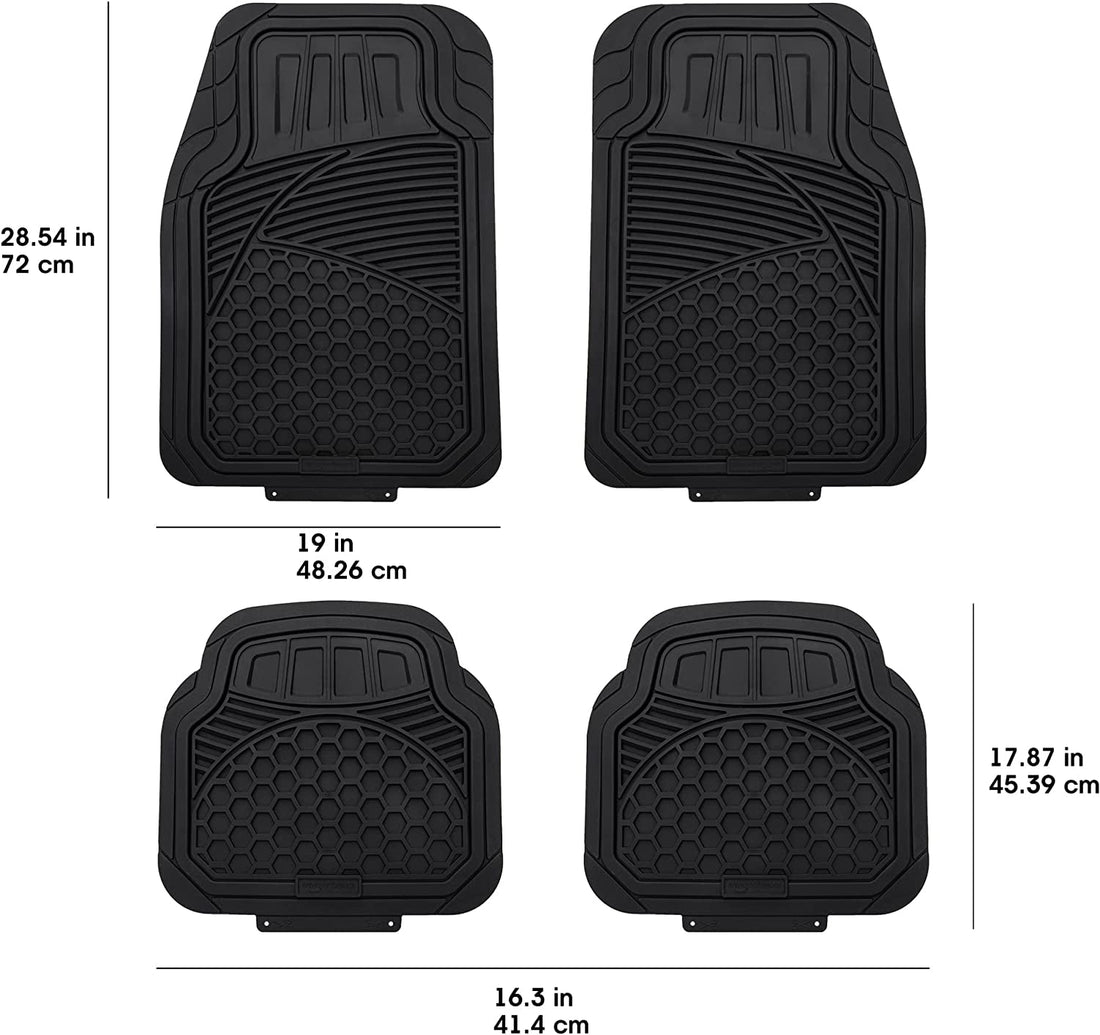 4 Piece Heavy Duty Floor Mat, Black