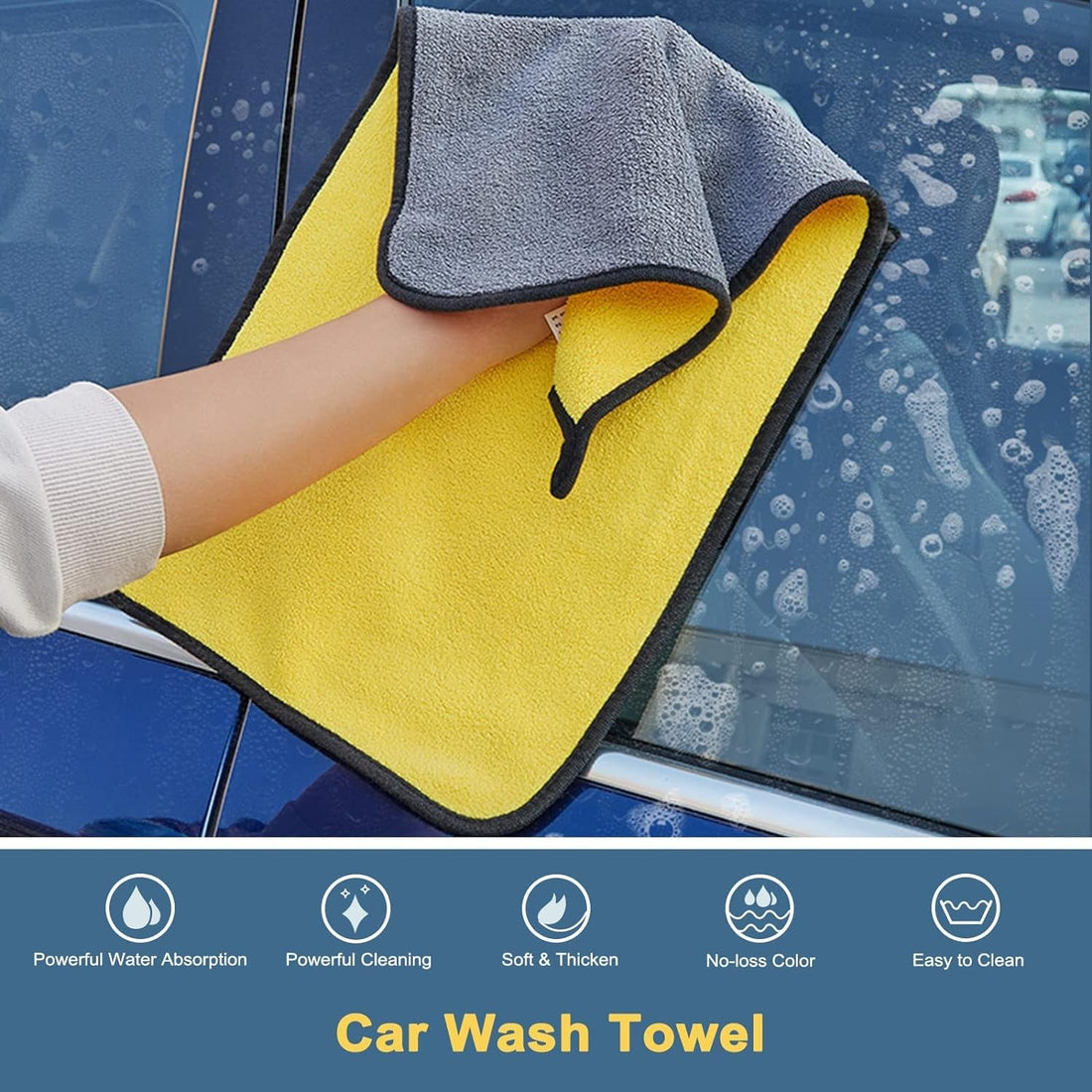 Car Wash Brush Kit, 5 Pack Detachable Chenille Microfiber Car Wash Mop Head with Long Handle