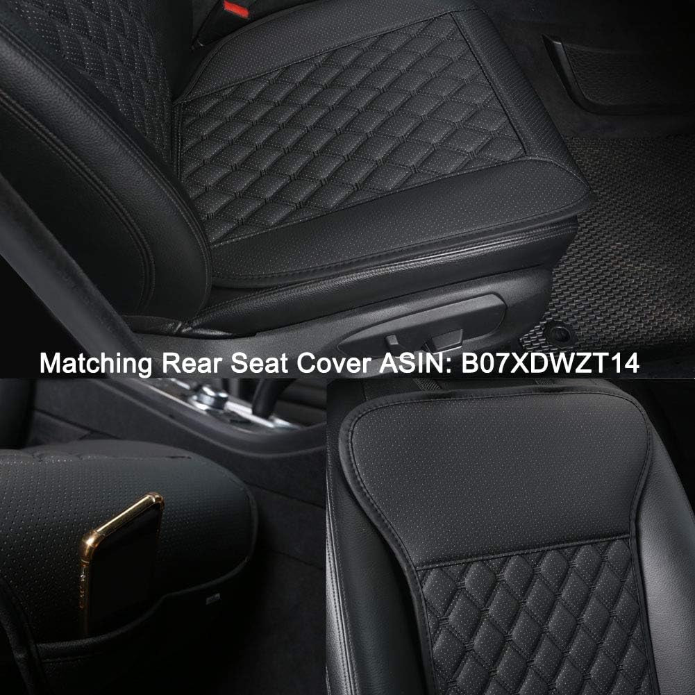 Car Seat Cover, Luxury Car Seat Protector,Universal Anti-Slip Driver Seat Cover with Backrest, Diamond Pattern Embroidery (1Piece,Black)