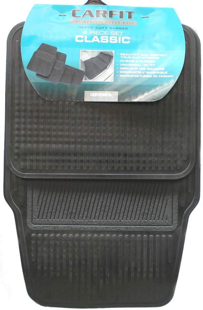 Classic Rubber Car Floor Mat 4 Piece Set - Black