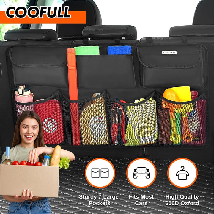 Car Trunk Organizer - Super Capacity Car Hanging Boot Organisers with 7 Enlarged Pockets