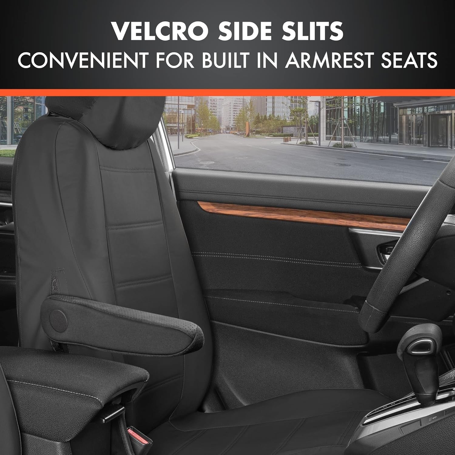 Carxs Black Leather Car Seat Covers Full Set, 9-Piece Faux Seat Covers