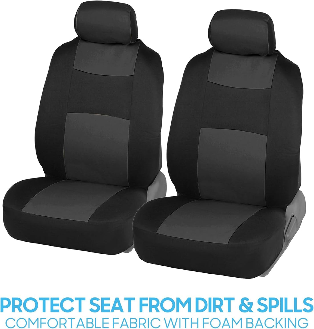 Polypro Car Seat Covers Full Set in Charcoal on Black – Front and Rear Split Bench for Cars