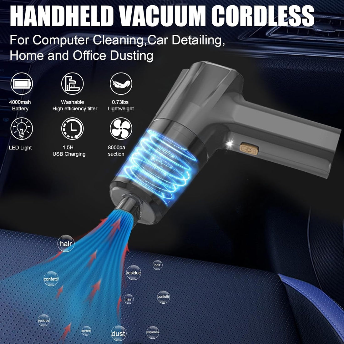 Mini Protable Car Vacuum Cordless