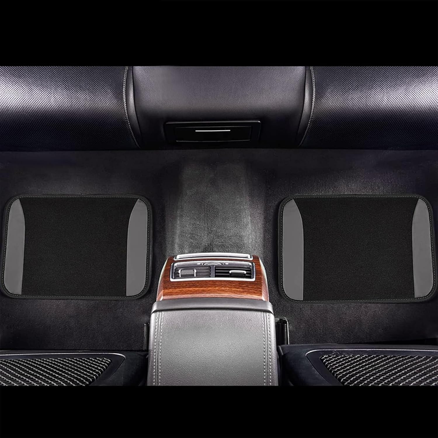 Universal Full Set Car Seat Covers & Carpet Car Floor Mats Anti-Slip Protectors Airbag Compatible Grey Black (Grey & Black)