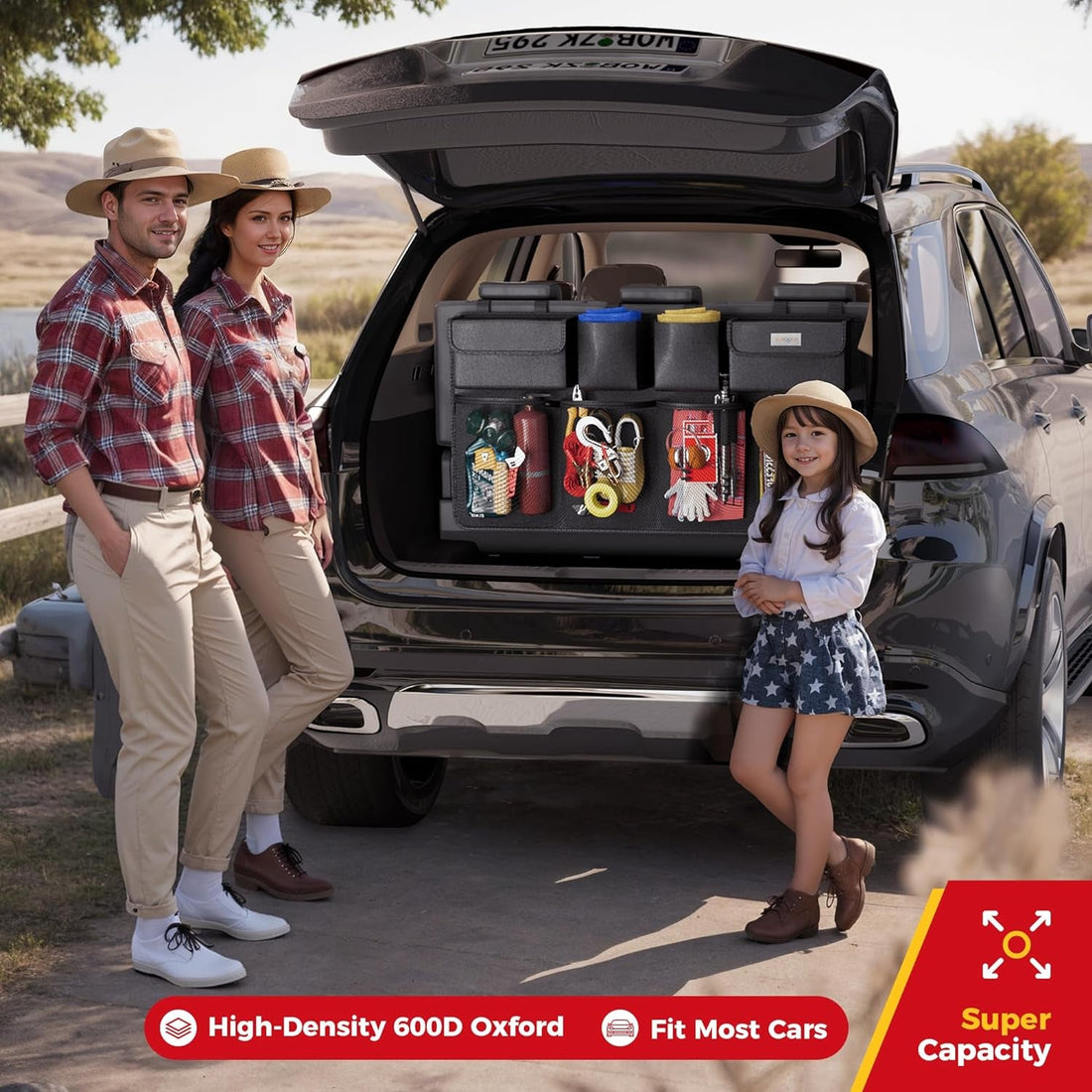 Trunk Organizer Suitable for Car, Super Capacity Hanging Organizer, Trunk Tidy Storage Bag with Lids