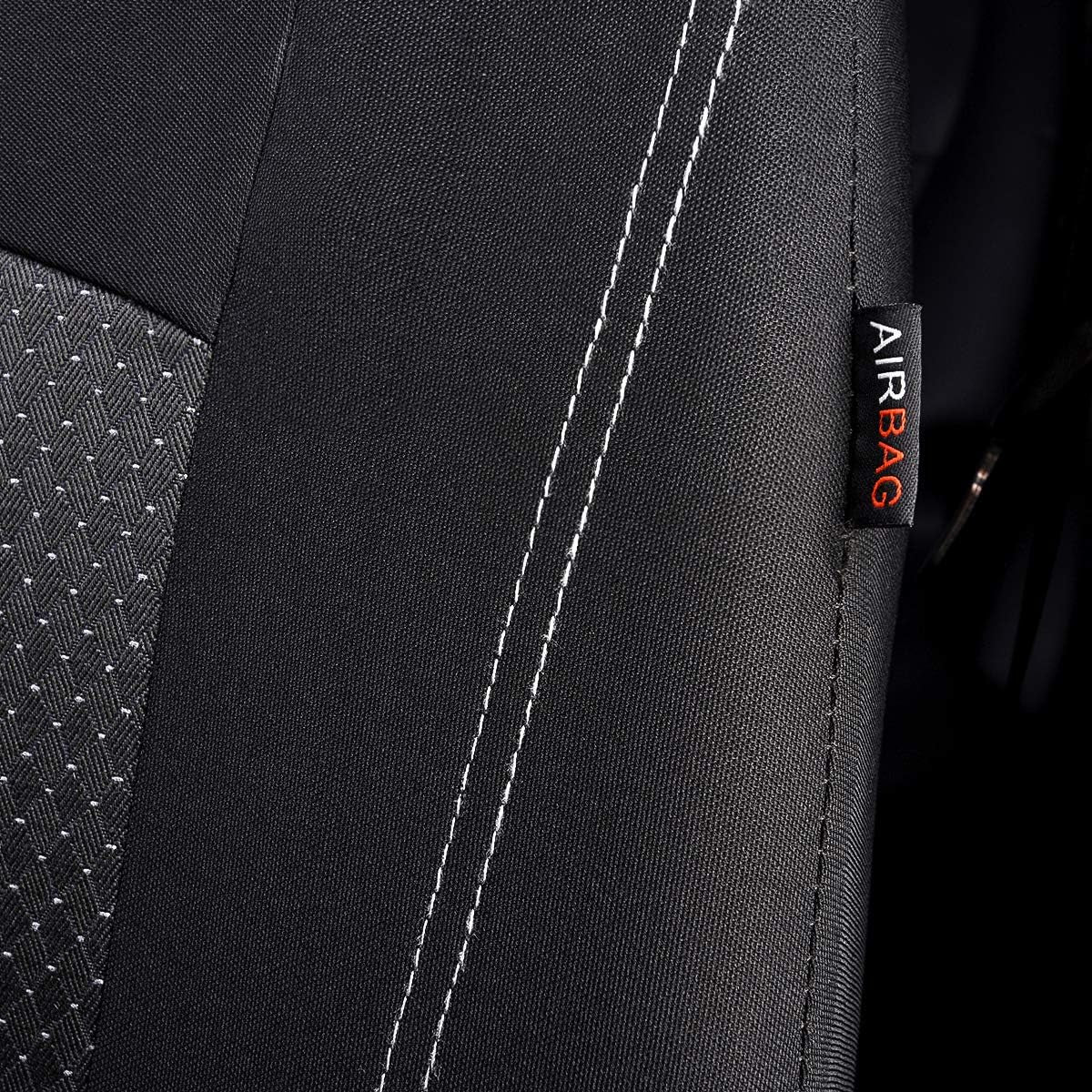 Car Seat Covers Full Set Universal Fit Most Car,Truck,Suv and Van Comfortable Airbag Compatible Jacquard & Polyester (Full Set - Low Back, Black)