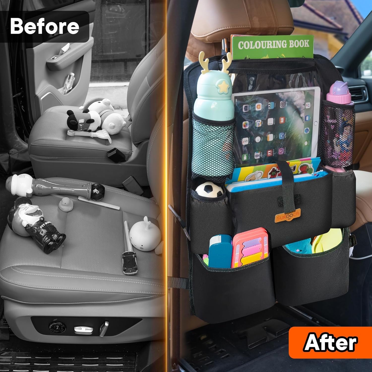 Car Organizer, 4Th Generation Enhanced Car Seat Organizer with 11'' Pvc-Free Tablet Holder