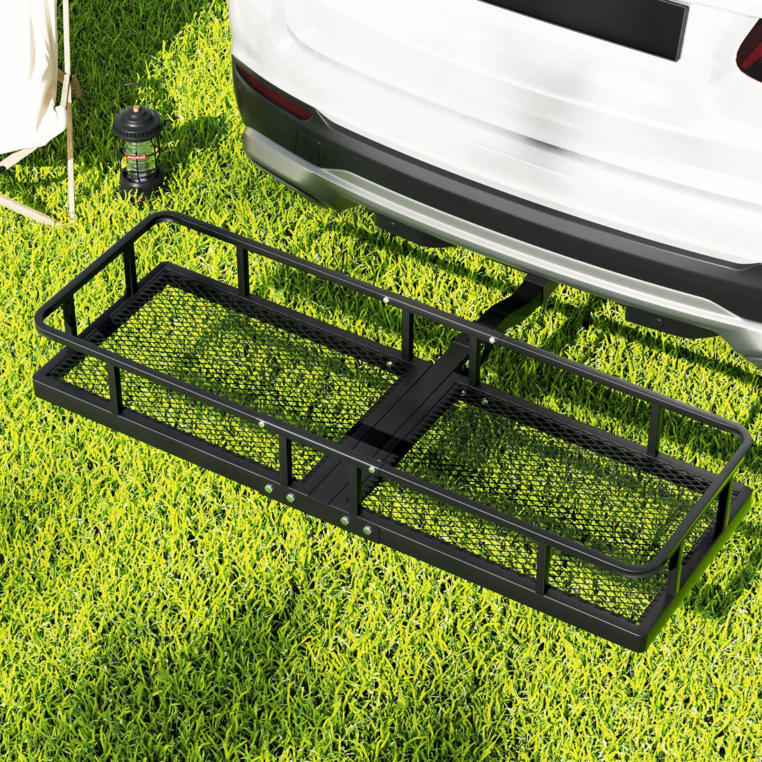 Universal Car Roof Rack Foldable Hitch Basket Cargo Carrier 152cm Black