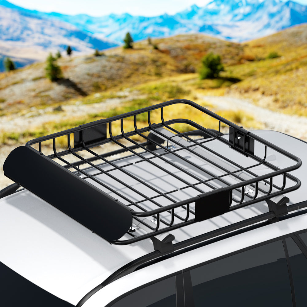 Universal Car Roof Rack Basket Luggage Vehicle Cargo Carrier 111cm Black