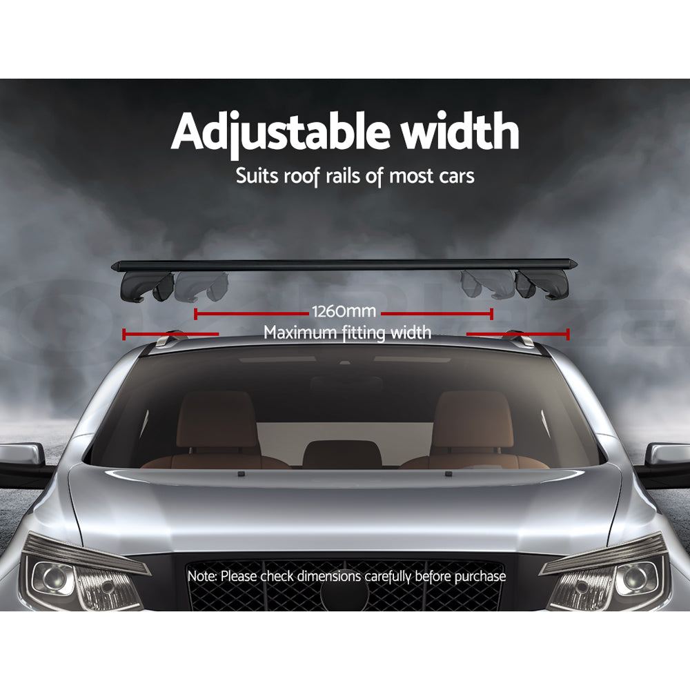 Universal Car Roof Rack Aluminium Cross Bars Adjustable 126cm Black Upgraded