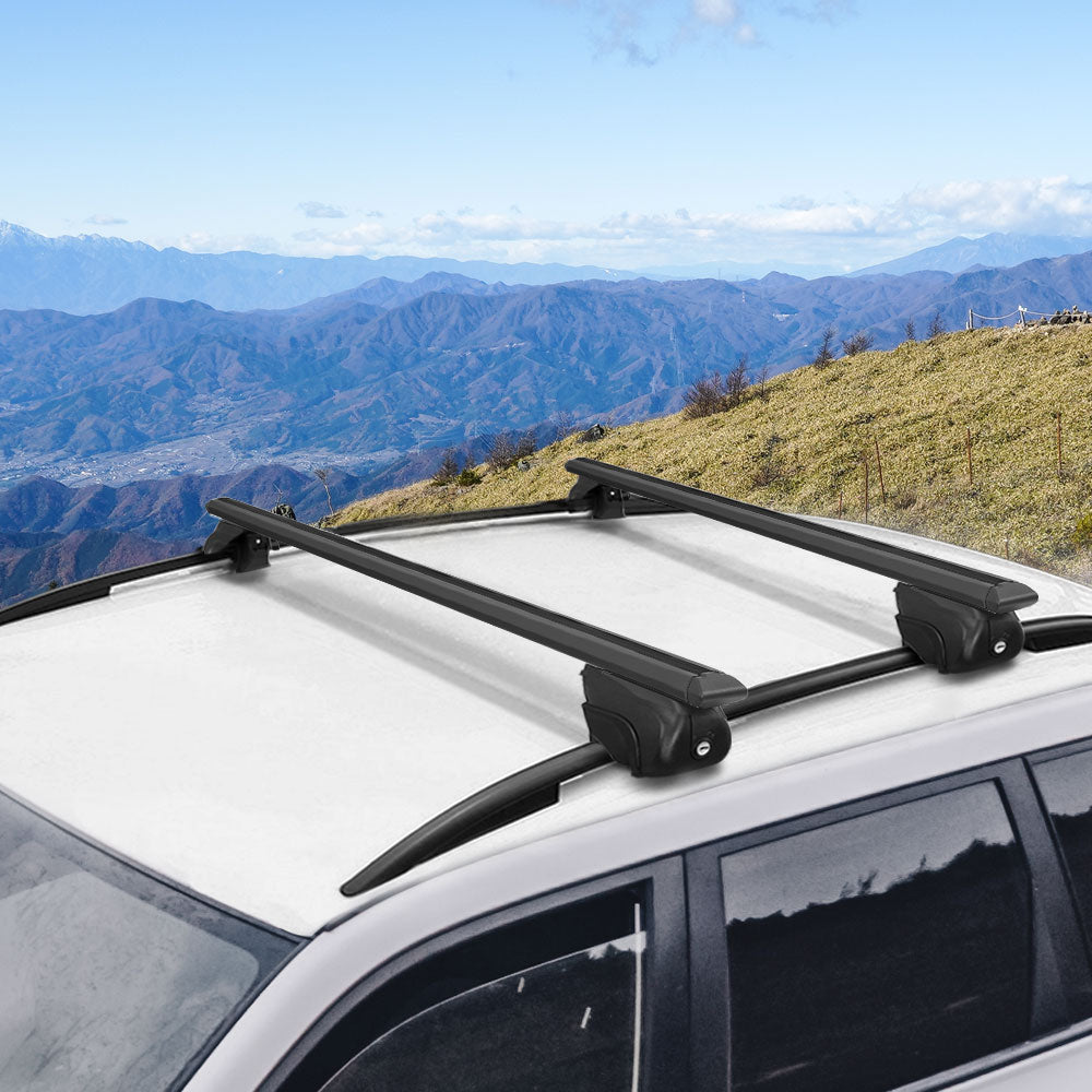 Universal Car Roof Rack Aluminium Cross Bars Adjustable 126cm Black Upgraded