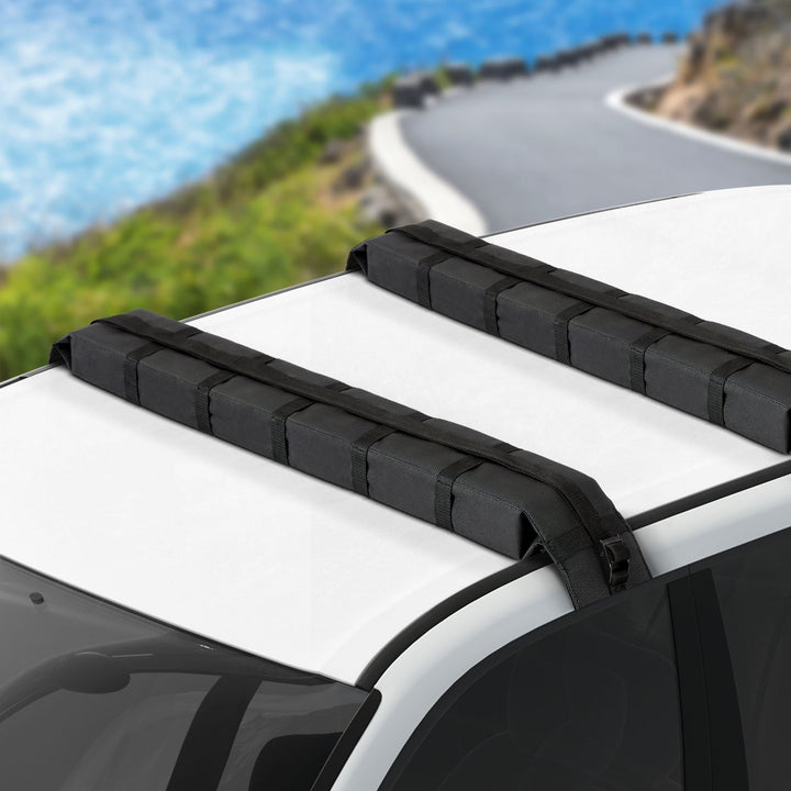 Universal Soft Car Roof Rack 116cm Luggage Carrier Adjustable Strap Black