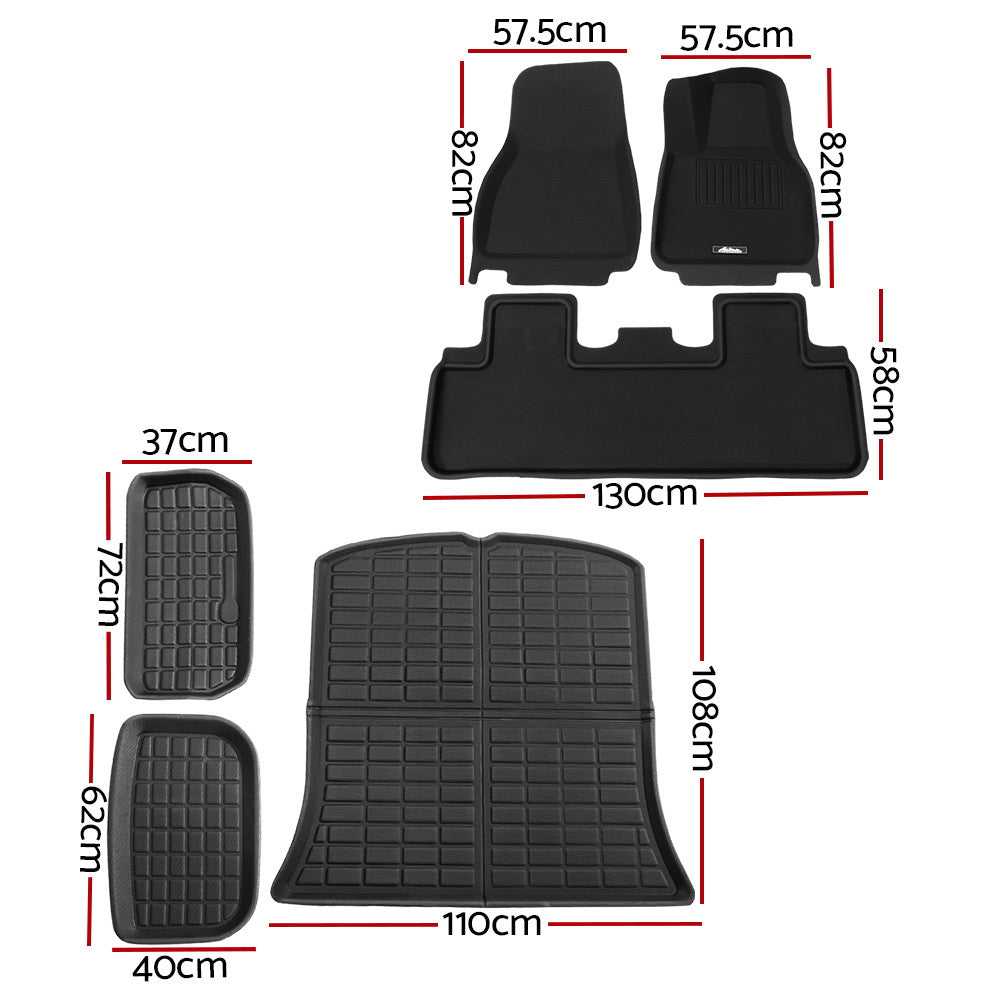 Car Rubber Floor Trunk Toolbox Cargo Mats for Tesla Model Y