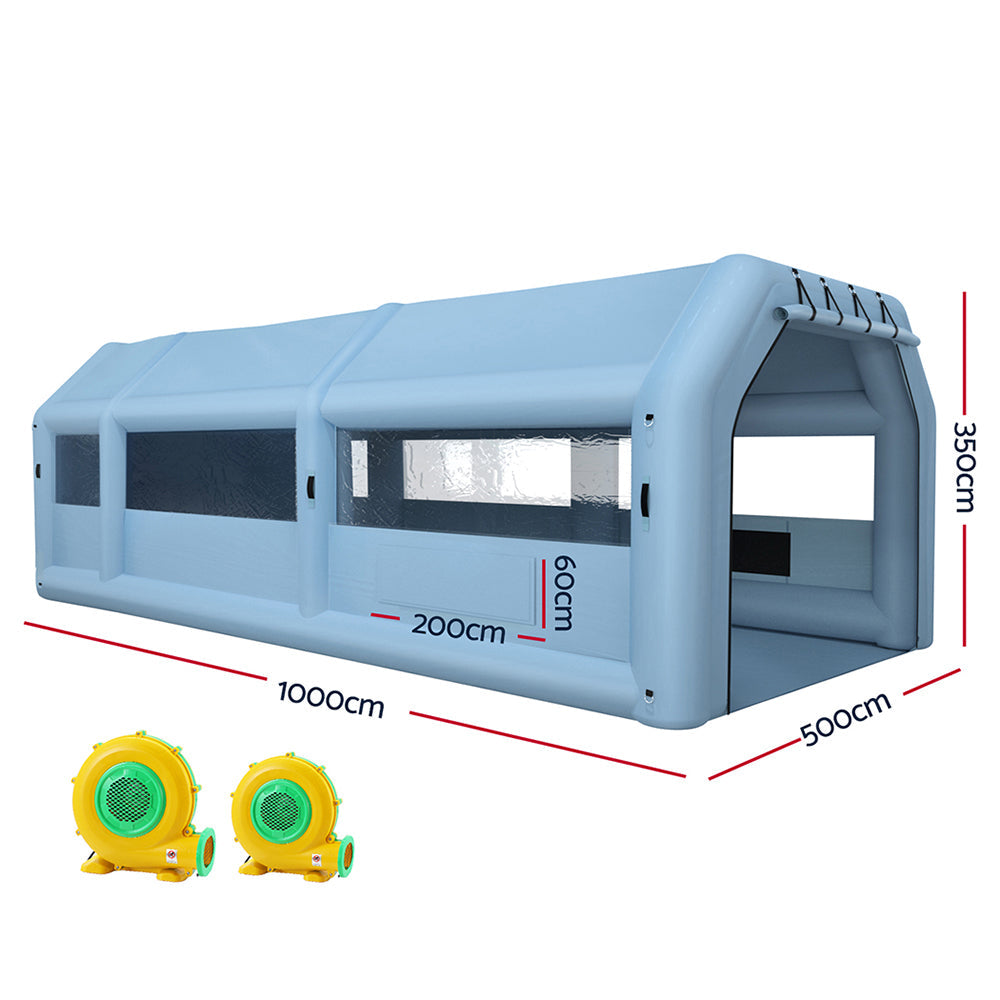 Inflatable Spray Booth 10x5M Car Paint Tent Filter System 2 Blowers