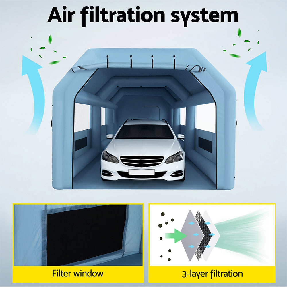 Inflatable Spray Booth 10x5M Car Paint Tent Filter System 2 Blowers
