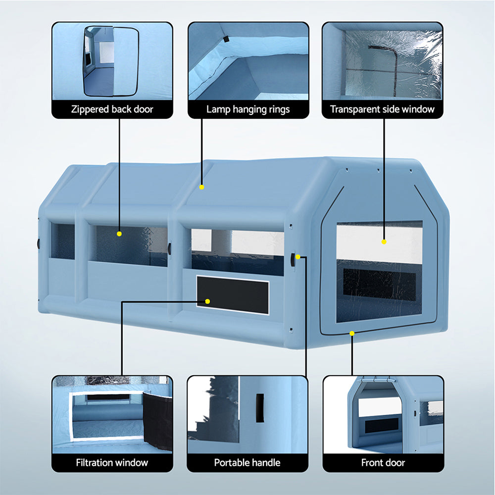 Inflatable Spray Booth 8.5x4.8M Car Paint Tent Filter System 2 Blowers