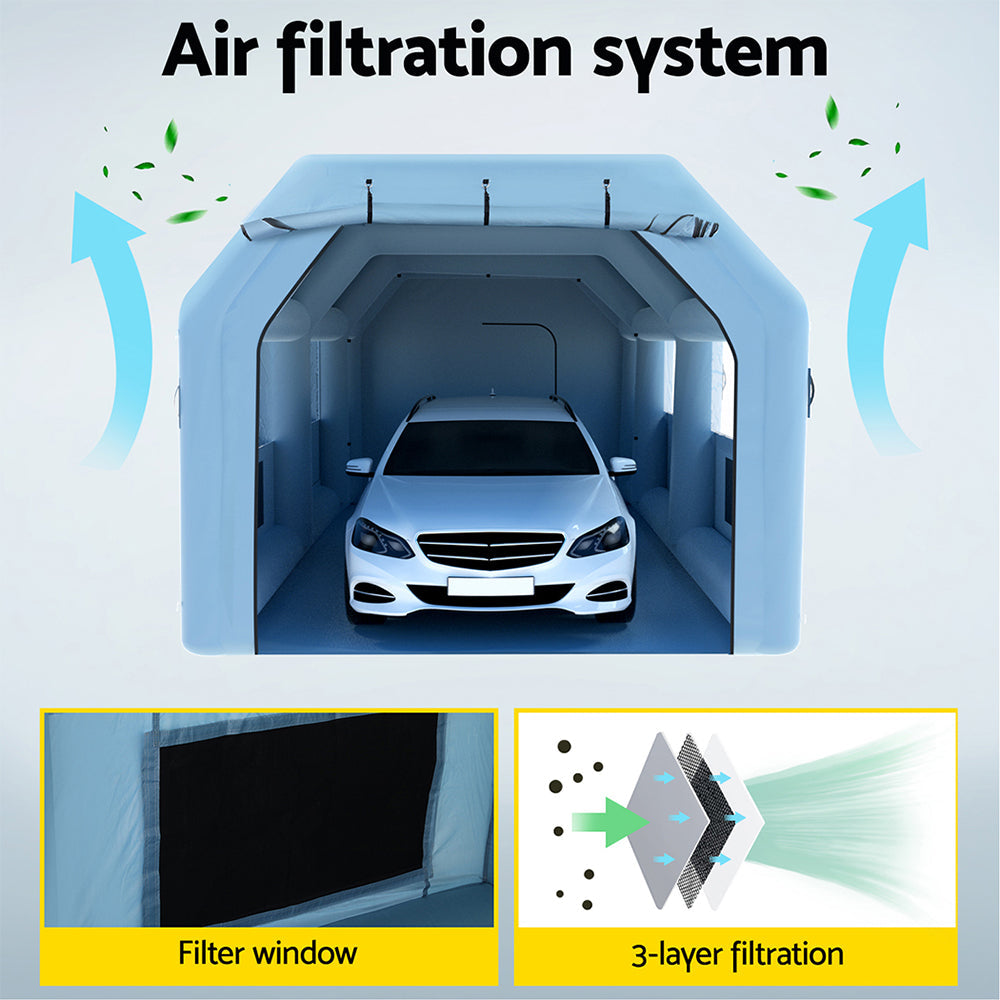 Inflatable Spray Booth 8.5x4.8M Car Paint Tent Filter System 2 Blowers