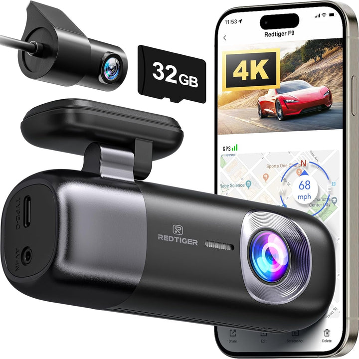 Dash Cam 4K Front and Rear 1080P