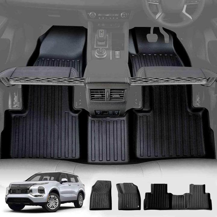 3D All-Weather TPE Floor Mats for Mitsubishi Outlander 2021-2024 Heavy Duty Customized Car Floor Liners Full Set Carpet