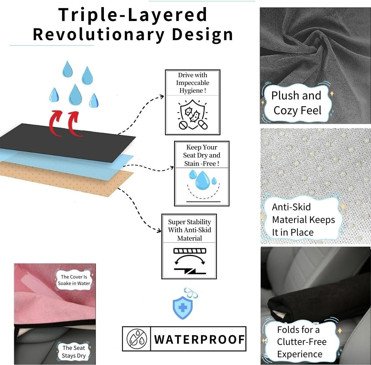 1PCS Sweat Towel Car Non-Slip Seat Cover