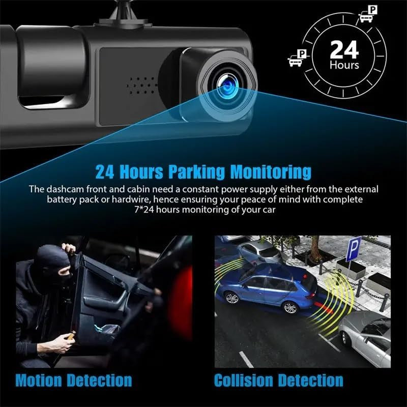 Dash Cam, Front and Rear Triple Lens Dash Cam 1080P Full HD Car Dash Cam with Iris G Sensor