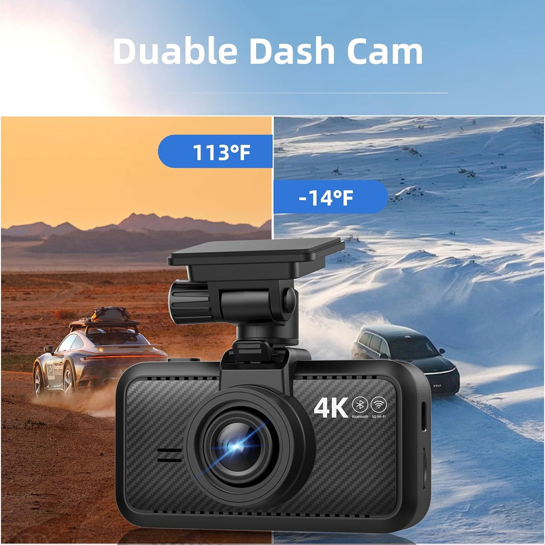 Dash Cam Front for Car 4K/2160P Dash Camera with 5G Wifi and Bluetooth APP