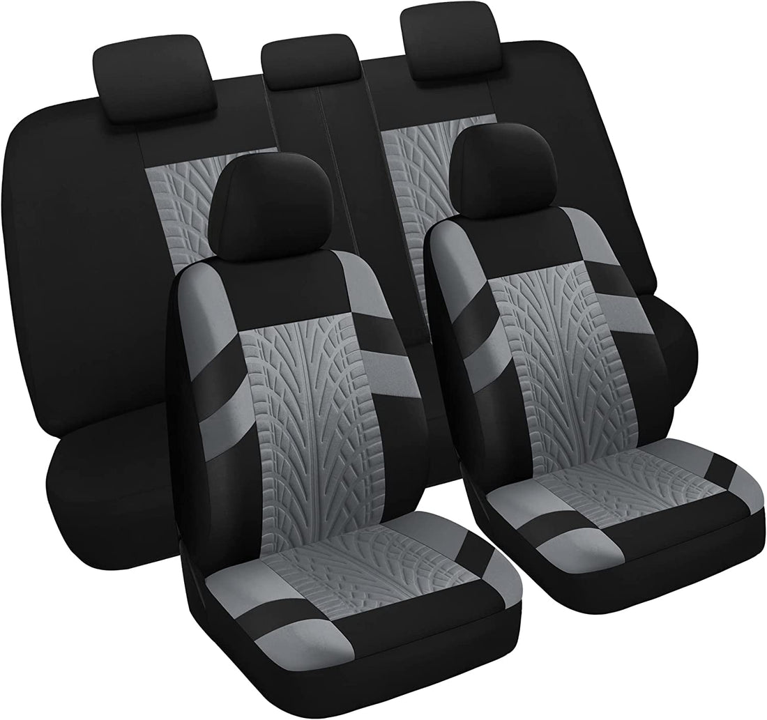 Car Seat Covers Full Set, Front Seat Covers and Split Rear Bench Seat Covers for Car, Universal Cloth Seat Covers for SUV, Sedan, Van